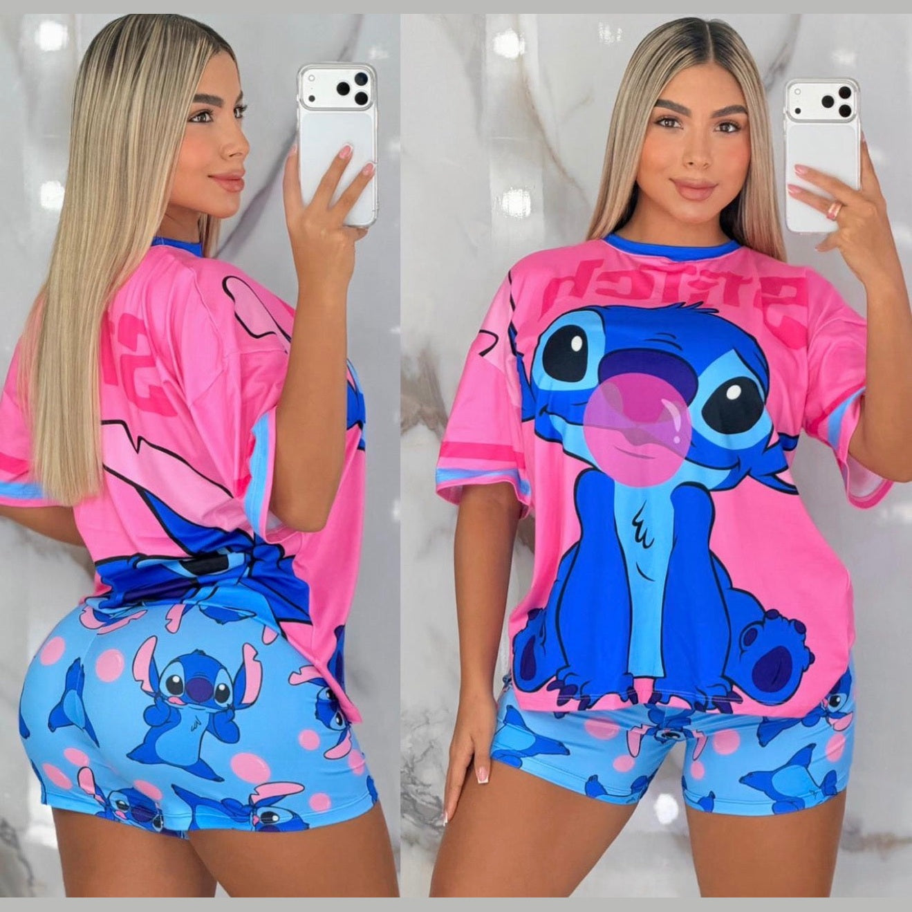 Pijama Stitch Oversize Short y Camiseta
